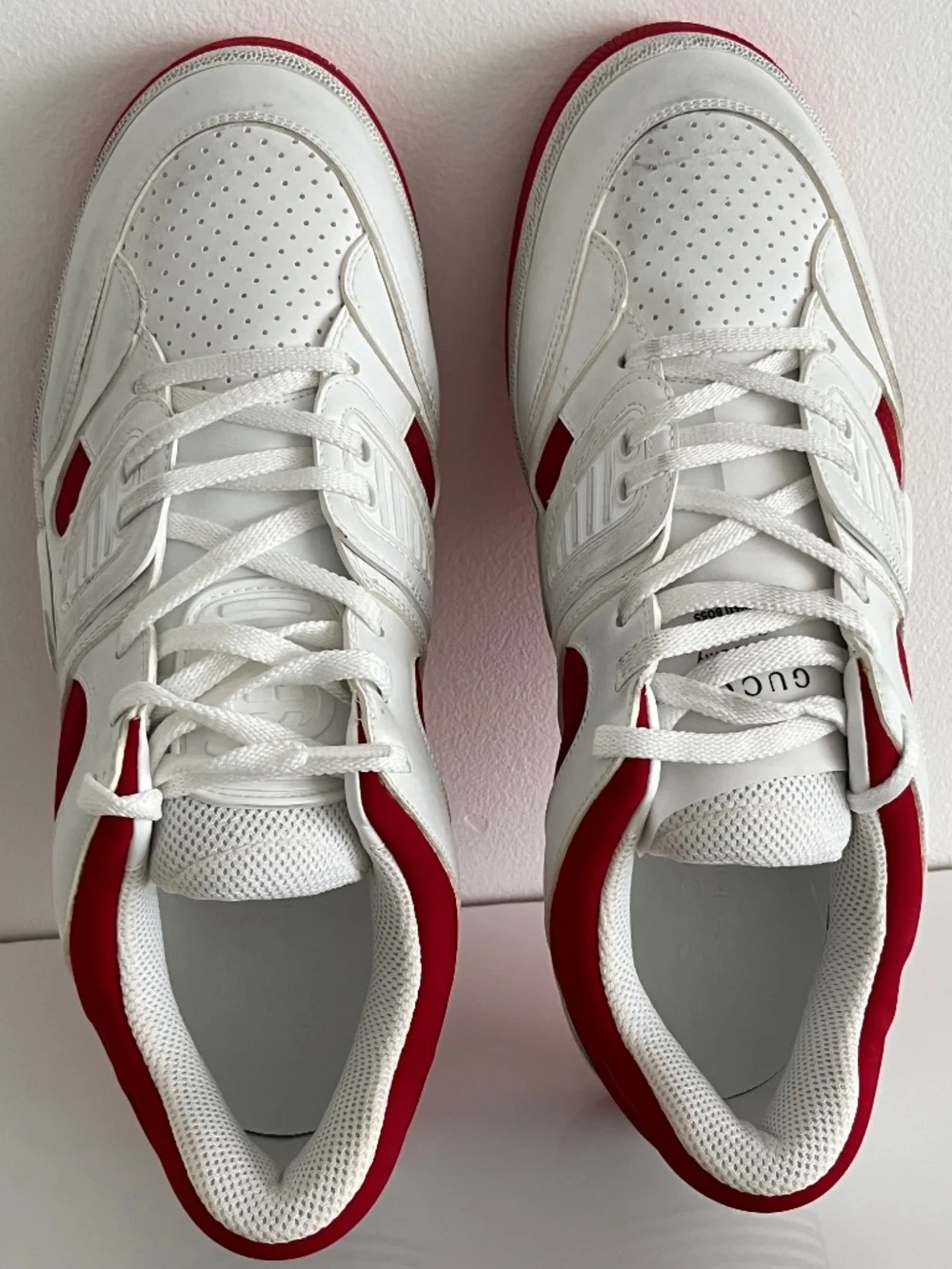 Gucci Men's Basket Sneakers Low Top Lace Up Red White Blue Size 10 US 10.5 New